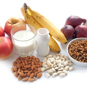 Banana, nuts, milk and other foods