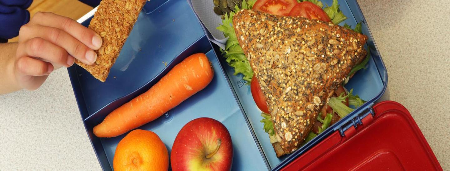 Lunch box with healthy food.
