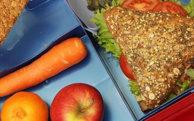Lunch box with healthy food.